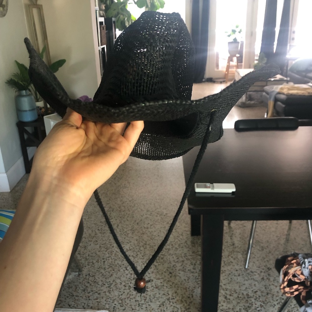 Trendy black cowboy beach hat